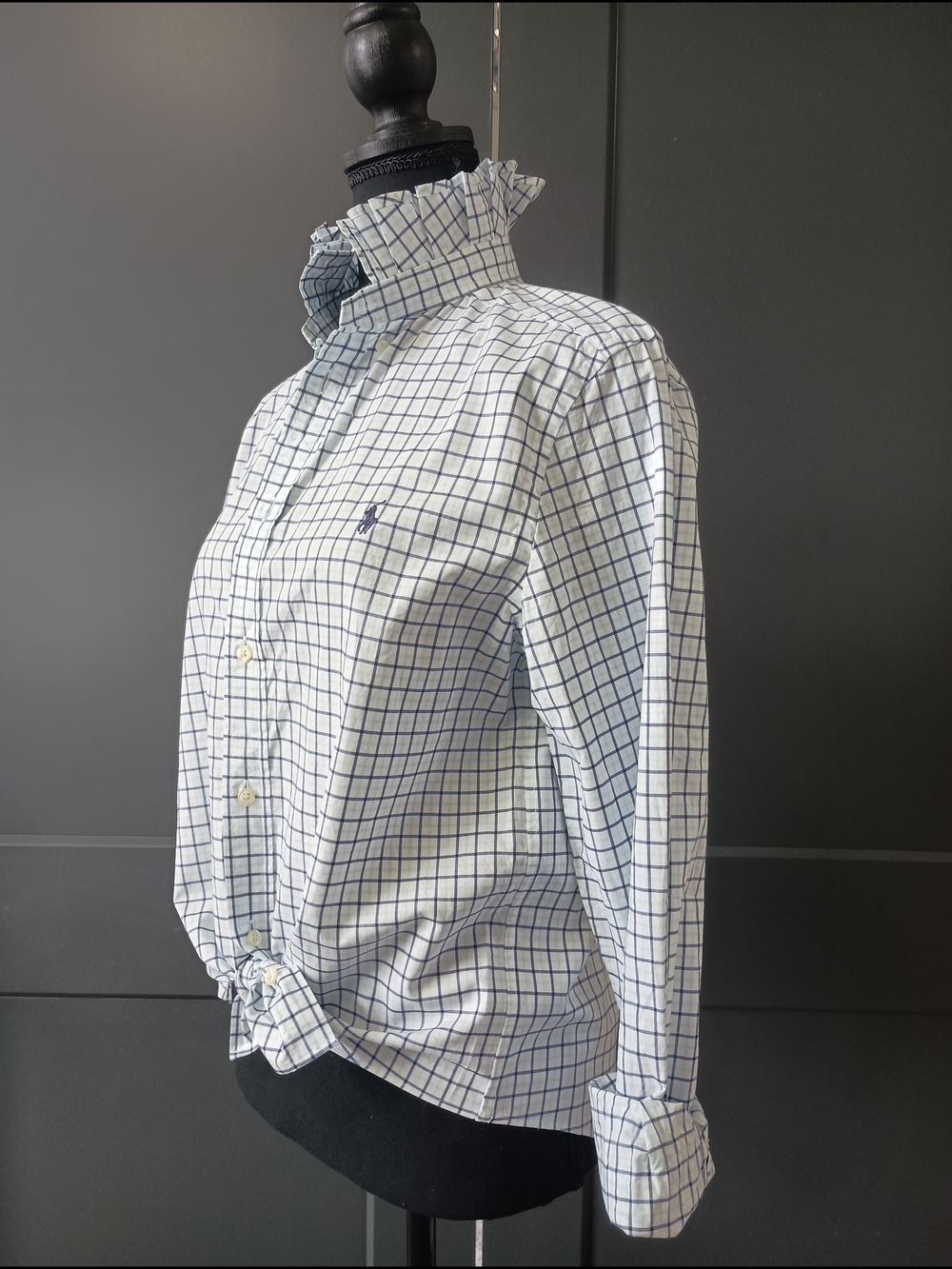 Upcycled Women's Ralph Lauren Ruffled Collar Shirt #081